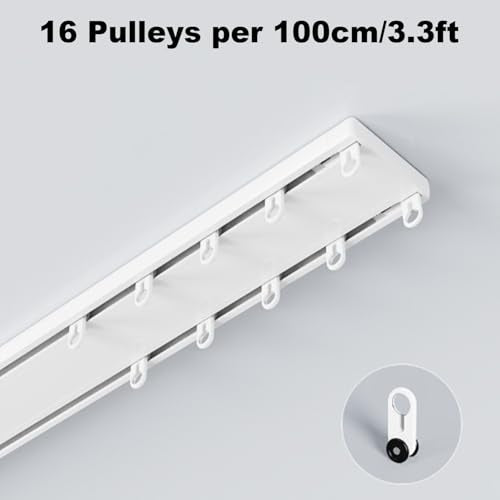 KUZRZNH Double Row Ceiling Curtain Track System White 2.8m (9.2ft)
