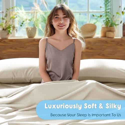 SONORO KATE 1000 Series Egyptian Cotton King Sheet Set Cream - 4 Pieces