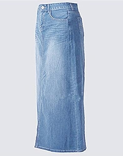Long Denim Skirt with Pockets - Sky Blue Maxi Skirt for Women - 4 Variation