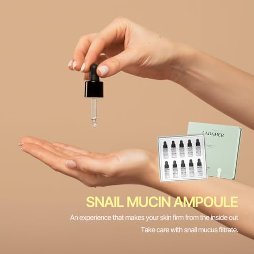 LADAMER-Snail-Mucin-Ampoule-Hyaluronic Acid-Enriched Hydrating Serum Clinical Spa Cosmetic Premium Korean Skincare Acell-300 0.16 fl.oz x 10 packs