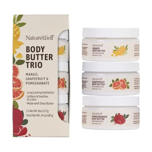 NatureWell Shea Body Butter Trio – Grapefruit, Mango & Pomegranate 8oz Each