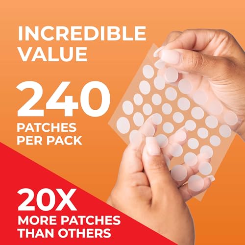 Pimple Patches for Face (240 Patches), Hydrocolloid Acne Patches, Pimple Patch Pimple Stickers, Hydrocolloid Patch Acne Dots Acne Pimple Patches For Face, Zit Patches, Acne Spot