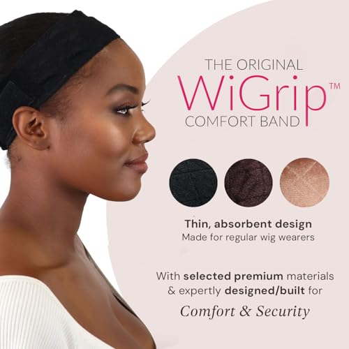 Adjustable Wig Grip Headbands for Women - Brown, Tan, Black, 3 Pack - No Slip Support