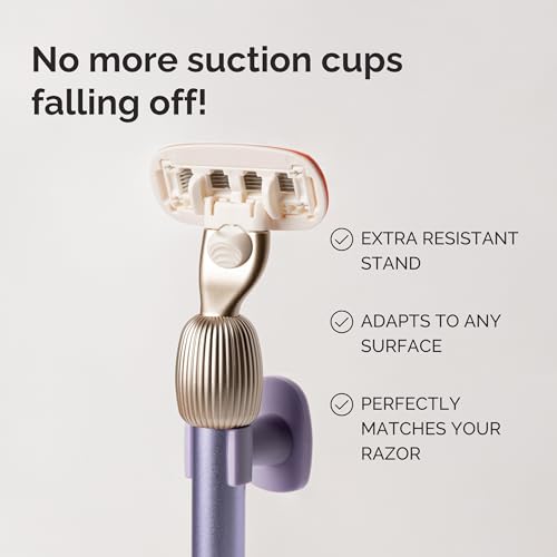 Fler Lilac Women's 5-Blade Razor Starter Set with Refill Blades & Wall Holder