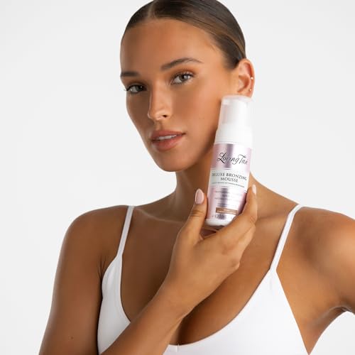 Loving Tan 8 HR Deluxe Self Tanning Mousse, Dark -Streak Free, Professional Quality Sunless Tanning -Up to 5 Self Tanner Applications per Bottle, Naturally Derived DHA - 4 Fl Oz - Packaging May Vary