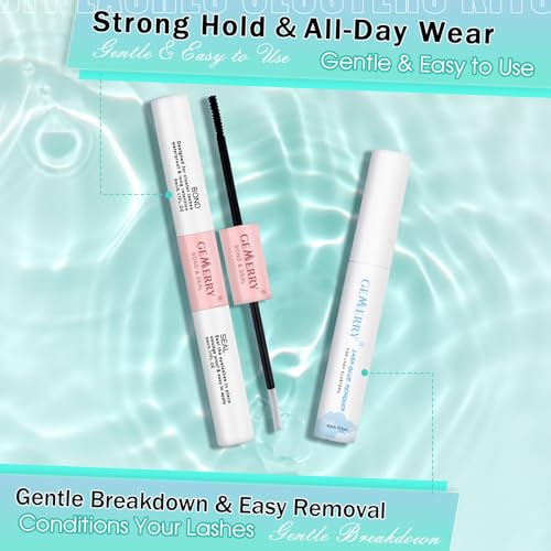 GEMERRY 728 Pcs Lash Clusters Kit with Long-lasting Bond, Tweezers & Remover - Black 100D-2 + 200D-2