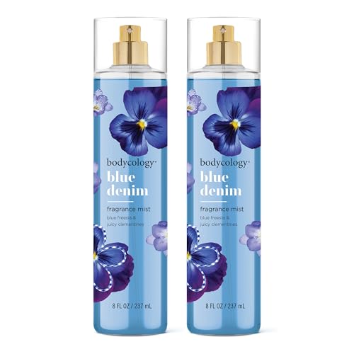 Bodycology Blue Denim Fragrance Body Mist - Long-Lasting Floral & Fruity Scent, 8 fl oz (Pack of 2)