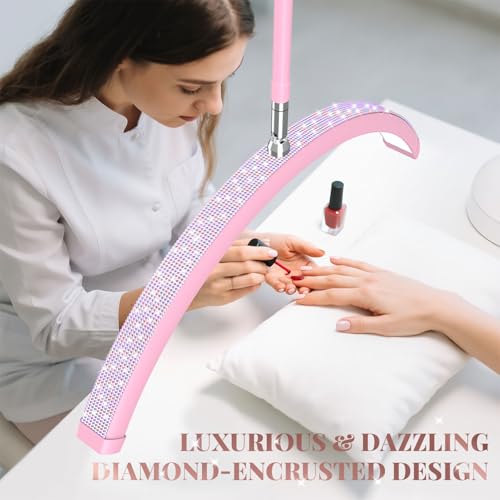 Pink Bling Lash Light for Eyelash Tech with Tray - Half Moon LED Lamp