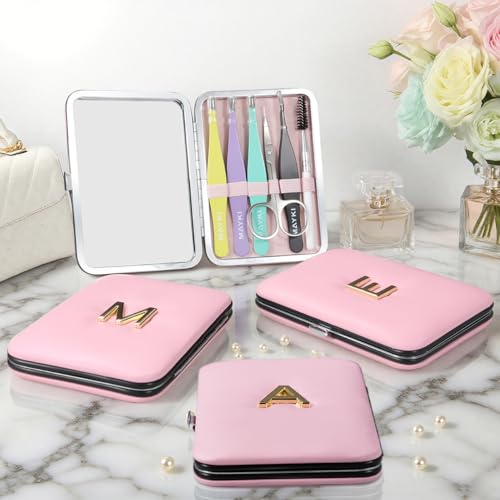 Initial M Tweezers with Mirror for Women Facial Hair, Best Gifts for Teen Girl/Daughter/Friend/Mom/Bridesmaid/Wife/Girlfriend, Unique Gift for Birthday/Anniversary/Mothers Day/Valentines Day/Christmas