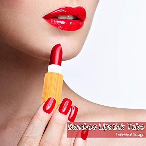24Pcs Bamboo Refillable Lipstick Tubes 5.5g DIY Lip Balm Containers for Women & Girls