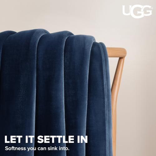UGG Coco Fleece Throw Blanket for Sofa 50x70 Dark Blue Eve Blue - Soft & Cozy