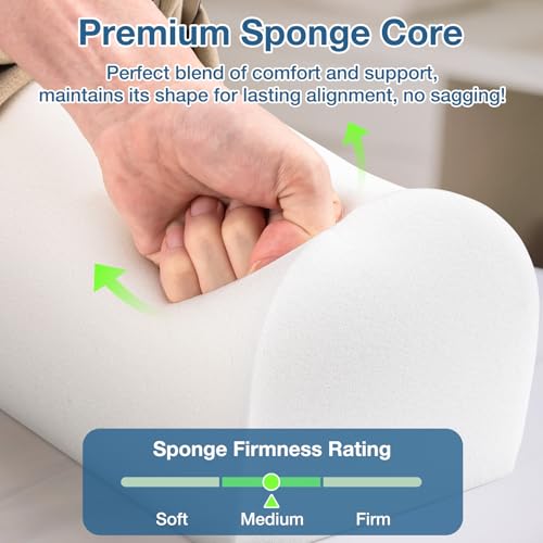 Noverlife 3/4 Round Massage Bolster, 26x6x6 inch Leg Bolster for Massage Table with Strap Handle PU Leather Bolster Pillow for Legs, Physical Therapy Bolsters Under Back Knee Ankles Pain Relief - Blue