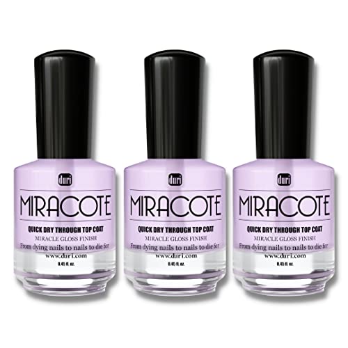 Miracote Quick-Dry High Gloss Top Coat - 3 Pack Nail Polish Sealer & Protector