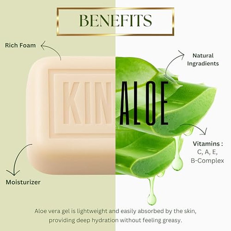 Aloe Vera Soap Bar ? Natural Moisturizing Cleanser for Face and Body, Soothes Irritated Skin, Helps Relieve Sunburn, Hydrates and Softens (1 Pack)
