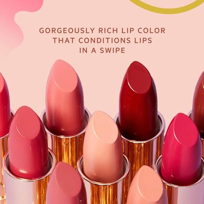 FLOWER BEAUTY By Drew Barrymore Petal Pout Lipstick - Nourishing & Highly Pigmented Lip Color with Antioxidants, Matte Finish - Spiced Petal