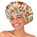 mikimini Large Shower Cap for Women Reusable Waterproof, Extra Large Hair Cap with Adjustable Elastic Band and Vibrant Floral Print, XL Bath Cap for Long Hair & Short Hair