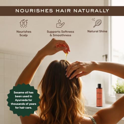 Cold-Pressed Sesame Oil Combo - 13.52 fl oz Natural Hair & Skin Moisturizer - Unrefined Ayurvedic Oil