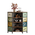 Corner Dresser with 8 Drawers & Shelves - Retro Pattern Variation