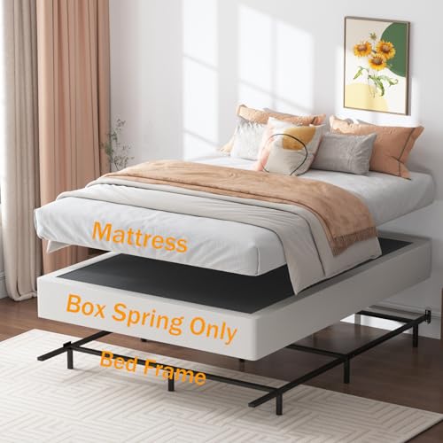 Queen Size Box Spring 9 Inch Height Mattress Foundation - Reinforced Support, Silent, Easy Assembly