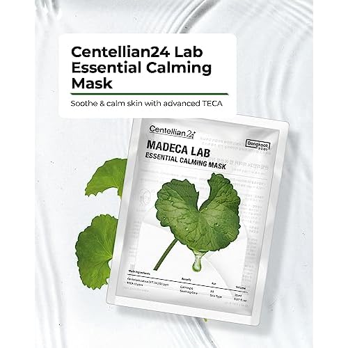 CENTELLIAN 24 Madeca Mask (Extra Calming, 24pc) - Face Mask Sheet for Ultra Calming, Soothing for Sensitive, Acne-prone Skin with Centella Asiatica, TECA, Niacinamide. Korean Skin Care for Men Women