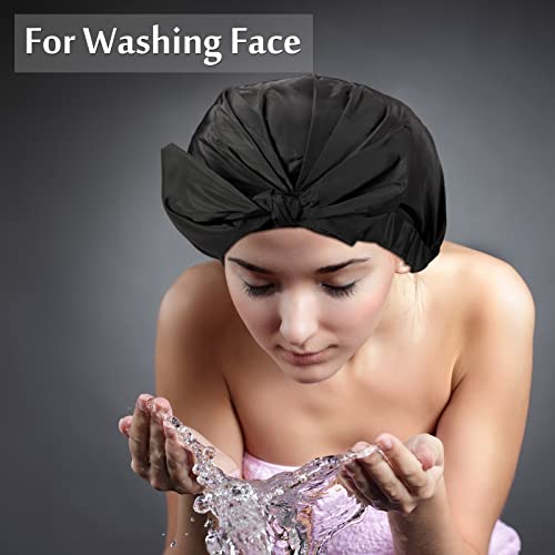 4 Pcs Shower Caps for Women, Waterproof Reusable Shower Hair Caps Bowknot Satin Bath Hair Caps Elastic Hem Turban Shower Bath Caps for Long Short Curly Hair Women Girls (Dot)