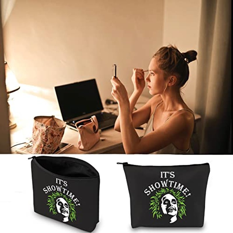 JXGZSO Ghost Movie Gift Horror Movie Cosmetic Bag Halloween Ghost Makeup Bag It¡¯s Showtime Cosmetic Bag (Showtime B)