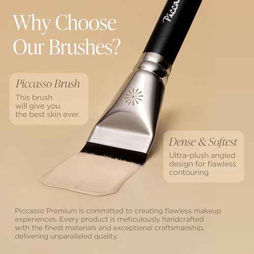 Piccasso Large Angled Concealer Brush for Under-Eye & Spot Coverage - Soft Synthetic Bristles, Korean Makeup Tool