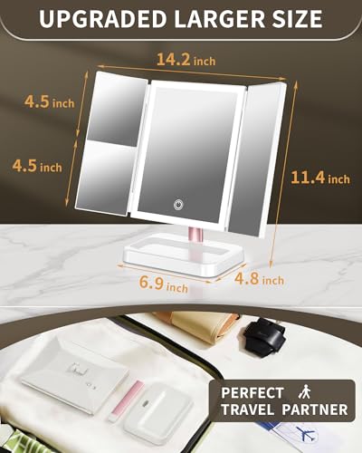 BERTHALESS White Makeup Vanity Mirror with Lights 1X-3X Magnification Touch Control