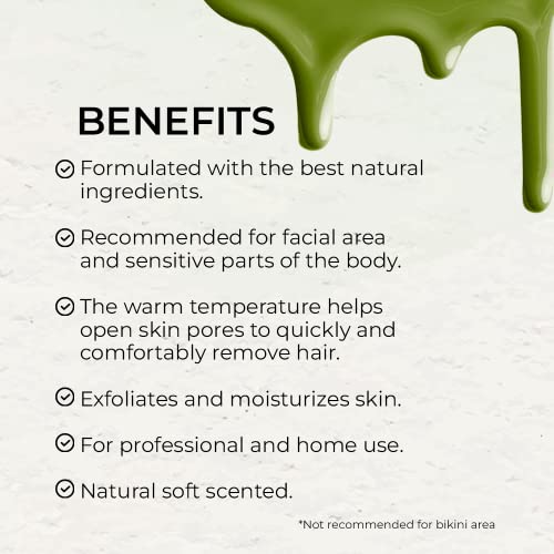 Natural Wax Depilatory - Professional Organic Moisturizer for Gentle Soft Wax Hair Removal on Sensitive Skin (14 oz)