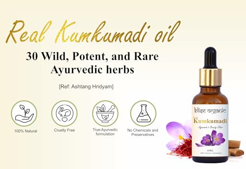 Organic Kumkumadi Saffron Face Oil - Natural Herbal Serum for Glowing Skin