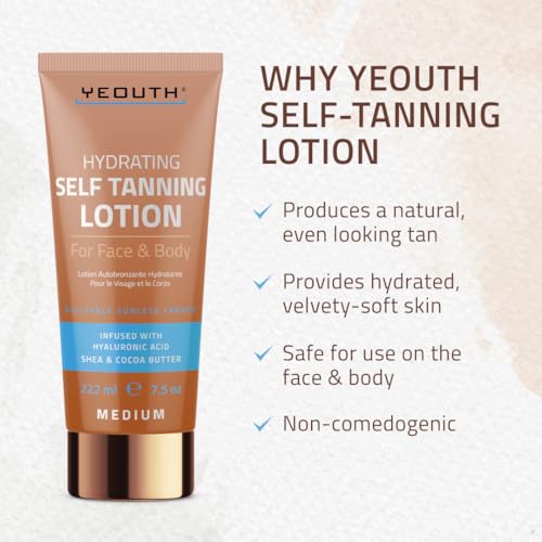Self Tanner Lotion with Cocoa & Shea Butter for Face & Body - 7.5oz