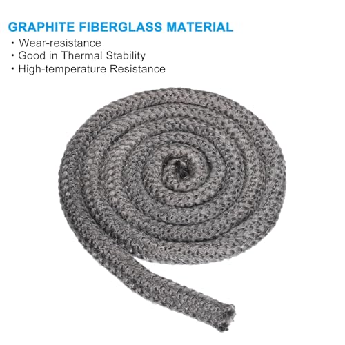 PATIKIL 1" x 98" Wood Stove Gasket, Graphite Fiberglass Round High-Temperature Resistance Seal Rope Replacement for Stoves Fireplace Door, Black