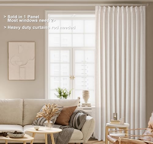 Vision Home 60x90 Inch Natural Blackout Pinch Pleated Linen Blend Room Darkening Curtains