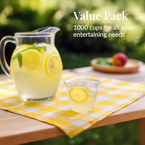 1000 Pack Clear Disposable Plastic Shot Glasses - 9 oz Cocktail & Wine Cups
