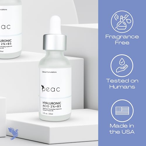 Peac Hyaluronic Acid 2% + B5 Serum 1oz Pack of 2 – Hydrating Facial Serum for All Skin Types