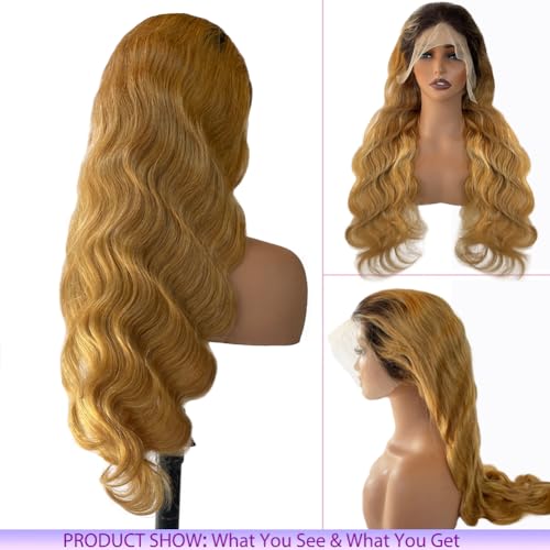 Belaved 1B/27 Upgrade 24 Inch Body Wave Lace Front Wig Human Hair Ombre 13x6 Pre Plucked Glueless