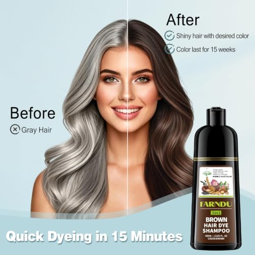 Brown Hair Dye Shampoo with Botanicals - Natural Hair Color & Gray Coverage - Variations of THIS listing