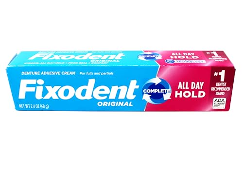 Denture Adhesive Cream All Day Hold - Fixodent, 2.4 oz Pack of 4