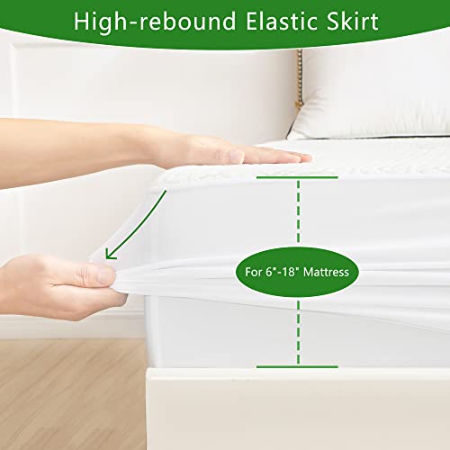 Split King Mattress Protector with Deep Pocket, Cooling Bamboo Waterproof Cover for Adjustable Bed - 6-18 Inch