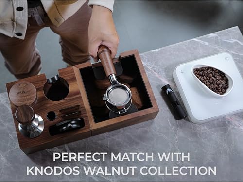 Espresso Knock Box & Tamping Station Kit 54mm - Walnut Coffee Organizer