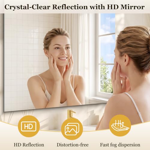 KOCUUY Frameless Shatterproof Bathroom Mirror 30x30 Inches, Unframed Square Wall Mirror for Bedroom & Entryway