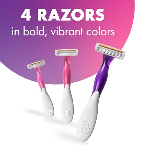 Disposable Razor Set - BIC Soleil Twilight 4-Count Pack of 6 Women’s Razors with Triple Blades