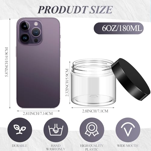 Black 6 oz Plastic Jars with Lids - 60 Pack, Airtight & Leakproof, Perfect for Storage & DIY Crafts - Variation of THIS listing