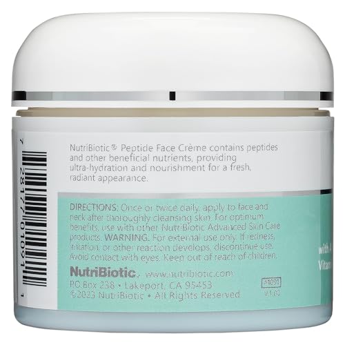 NutriBiotic Peptide Face Creme with GSE & Botanical Extracts 2 Oz Pack of 2 – Hydrating Collagen Support
