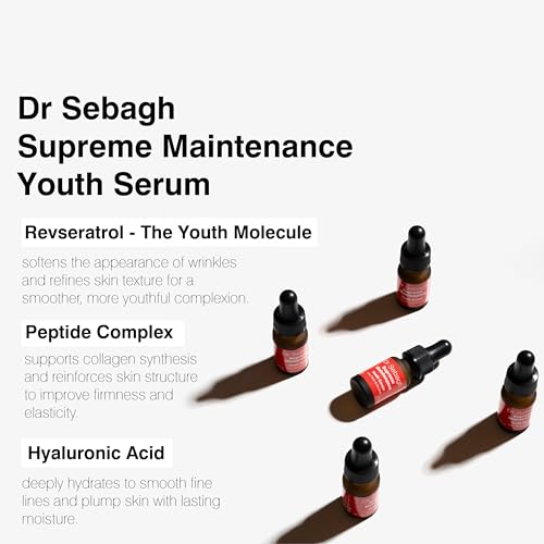Dr Sebagh Supreme Maintenance Youth Serum (0.17 fl oz) - Award-Winning Anti Aging Resveratrol Serum for Face - Collagen-Boosting Hydrating - Advanced Resveratrol Skin Care Treatment
