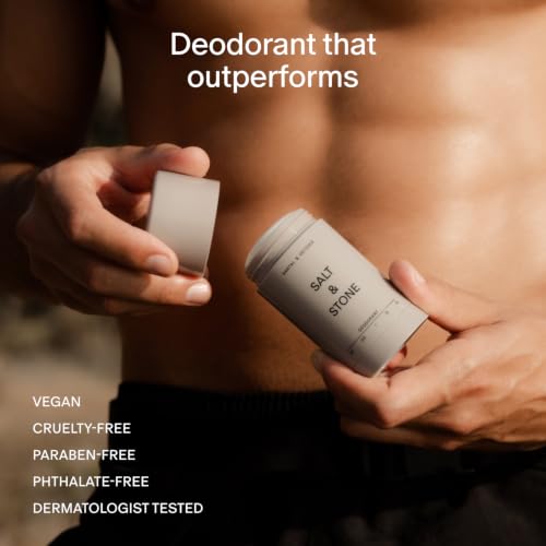 Salt & Stone Aluminum-Free Deodorant Pack of 2 - Extra Strength 48H Protection Santal & Vetiver