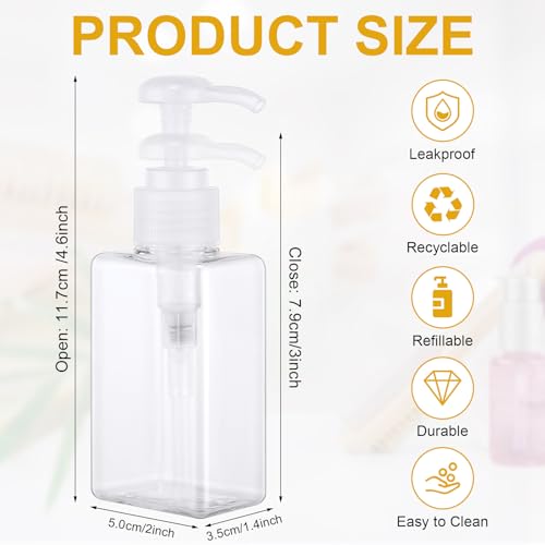 Domensi 50 Pcs Travel Pump Bottles 3.4 oz Clear Refillable Toiletry Dispensers