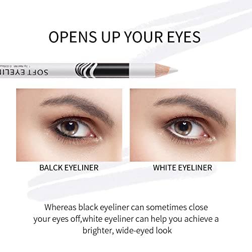White Eyeliner Pencils, 12PCS Professional Highlighters Eye Liner Pencils Eye Brightener, White Eye Liners Makeup Waterproof Long-lasting Eyeshadows Beauty Makeup Tools for Women