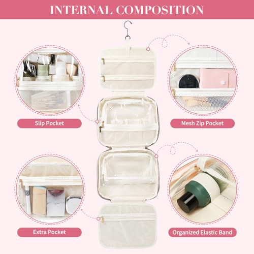 Travel Toiletry Bag for Women with Hanging Organizer - Pinkish Purple