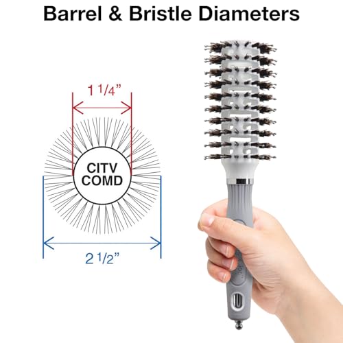 Olivia Garden Ceramic + Ion Turbo Vent Pro Hair Brush - Round Dry Brush - Not Electrical - Professional Blowout Brush for Fine Hair - For Short and Medium Lengths